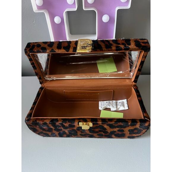 Brandon Blackwood Vanity Purse in Leopard Ponyhair with Mirror - Picture 9 of 12